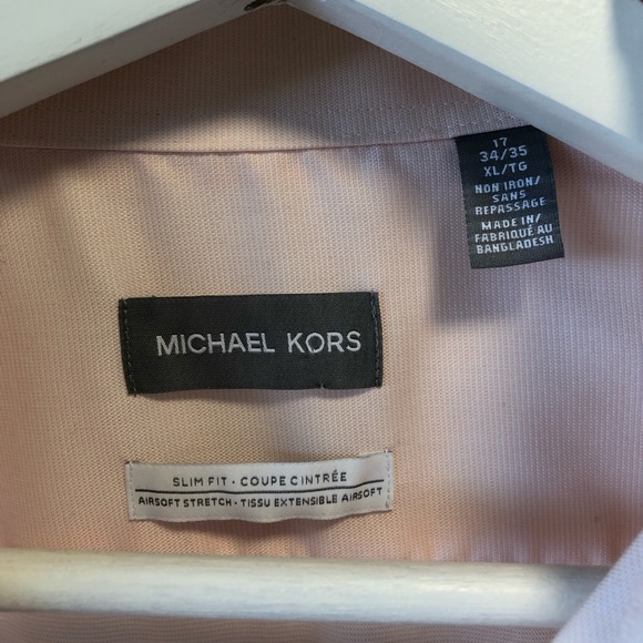 SALE MICHAEL KORS Men Pink Shirt Cotton SZ 17 XL - Picture 2 of 10
